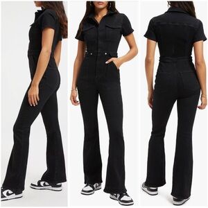 Good American Fit for Success Bootcut Jumpsuit Black NWT Medium Denim Utility